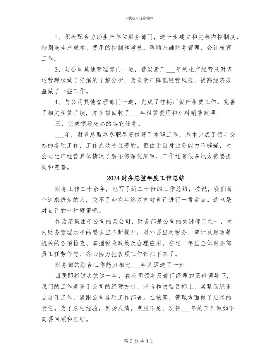2024财务总监年度工作小结_第2页