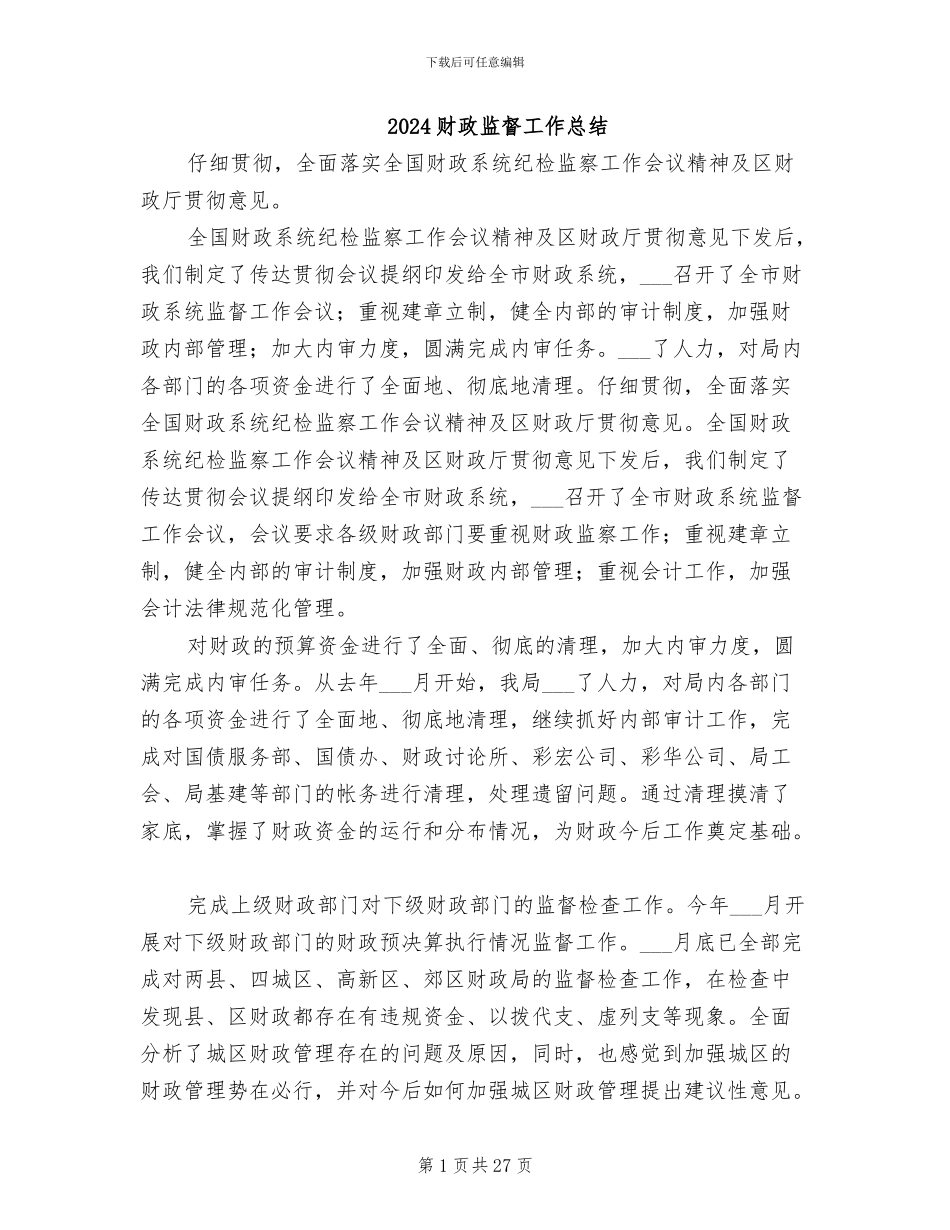 2024财政监督工作总结_第1页