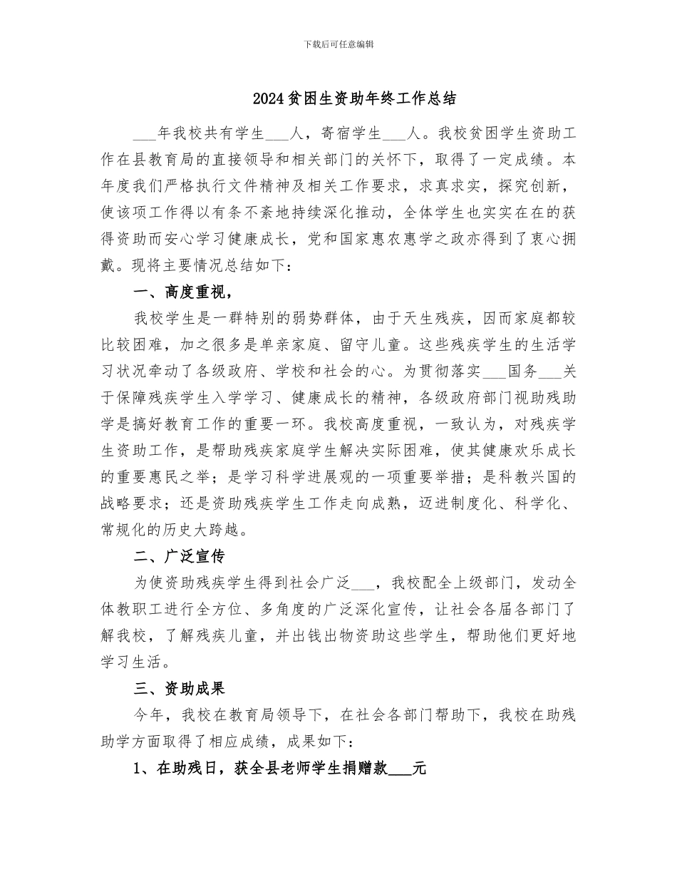 2024贫困生资助年终工作总结_第1页