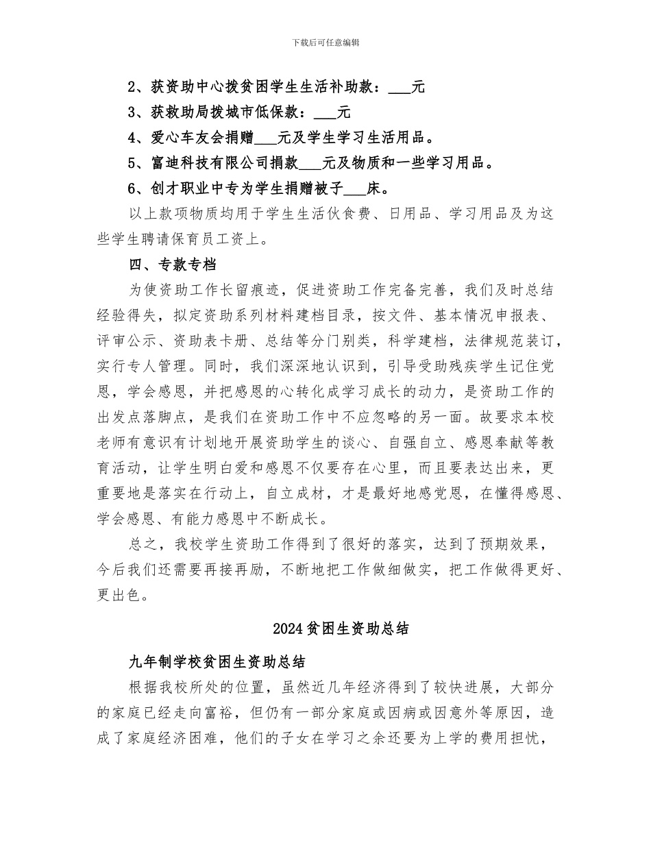 2024贫困生资助年终工作总结_第2页