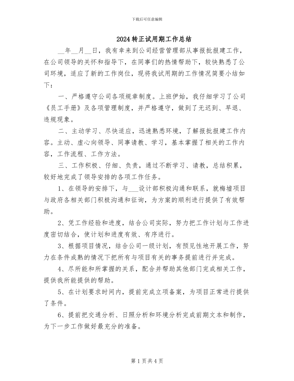 2024转正试用期工作总结_第1页