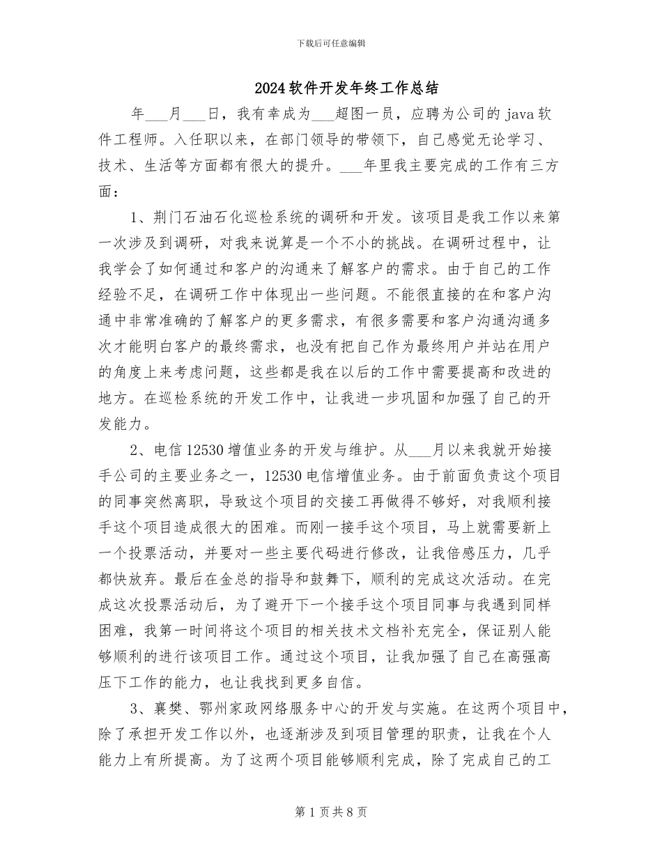 2024软件开发年终工作总结_第1页