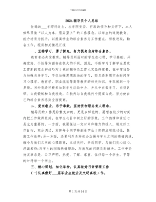 2024辅导员个人总结