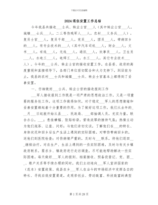 2024退伍安置工作总结