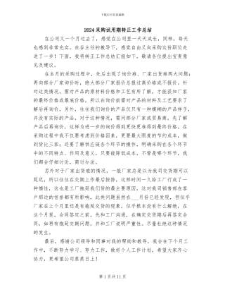 2024采购试用期转正工作总结