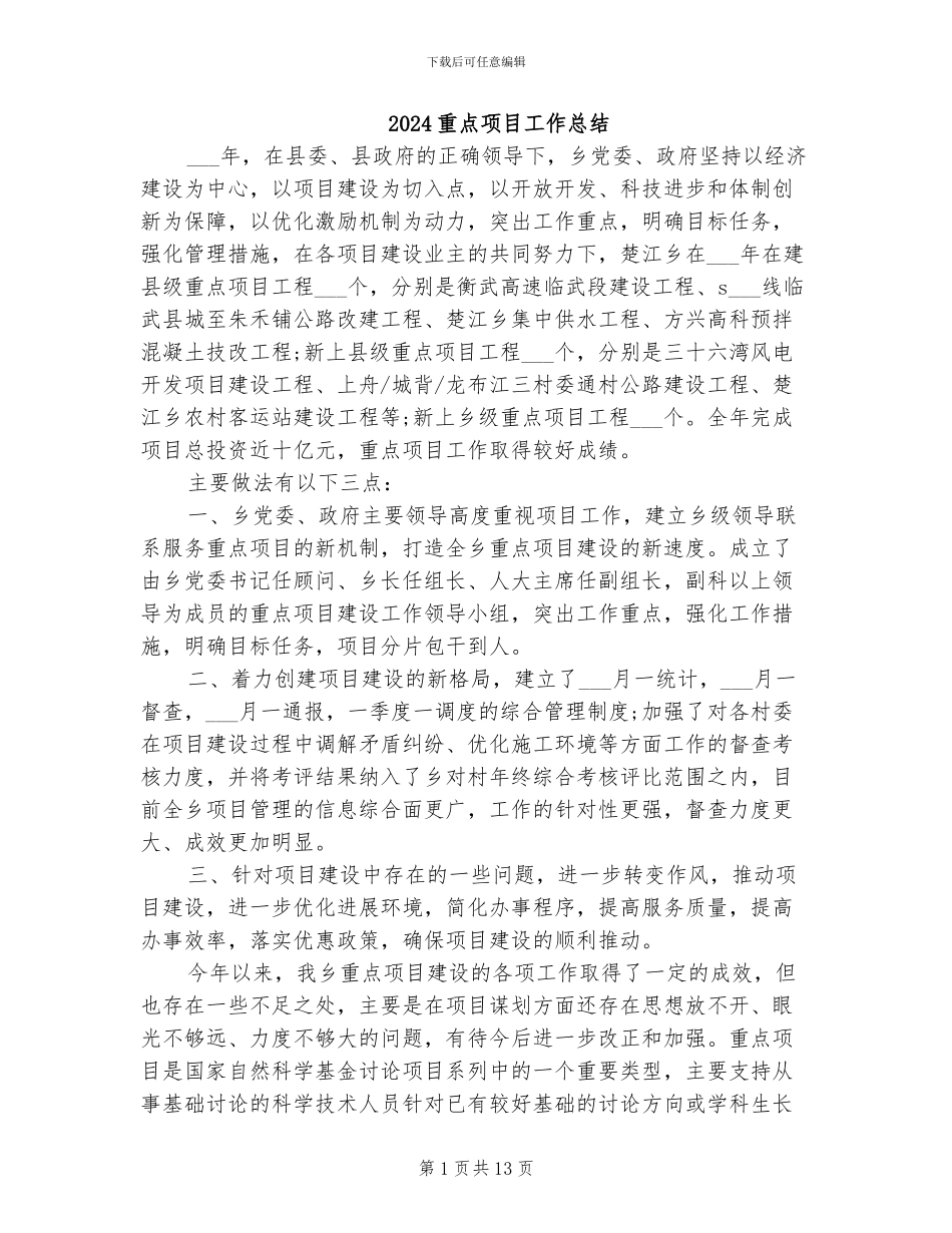 2024重点项目工作总结_第1页