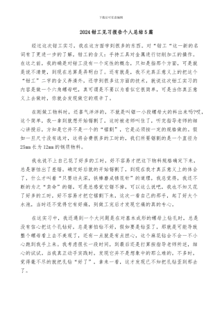 2024钳工见习报告个人总结5篇