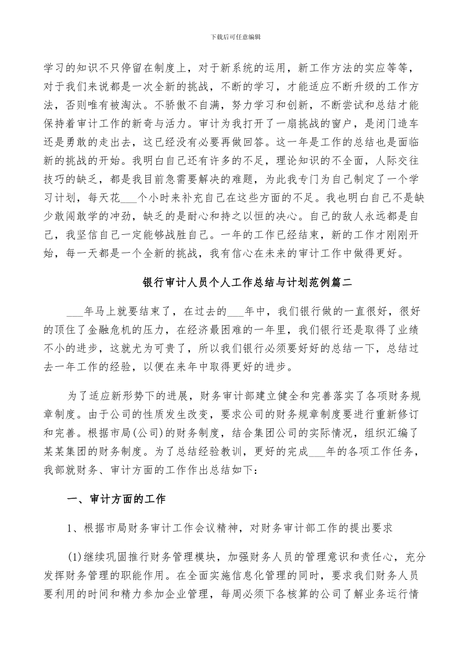 2024银行审计人员个人工作总结与计划范例_第3页