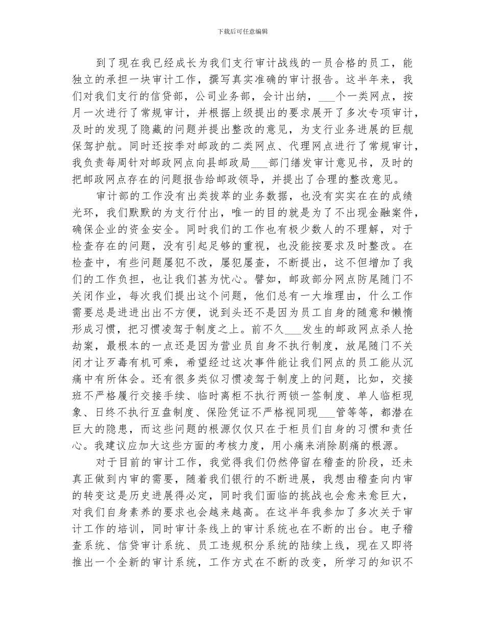 2024银行审计个人工作总结_第2页