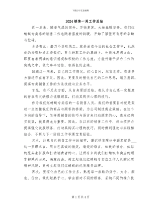 2024销售一周工作总结
