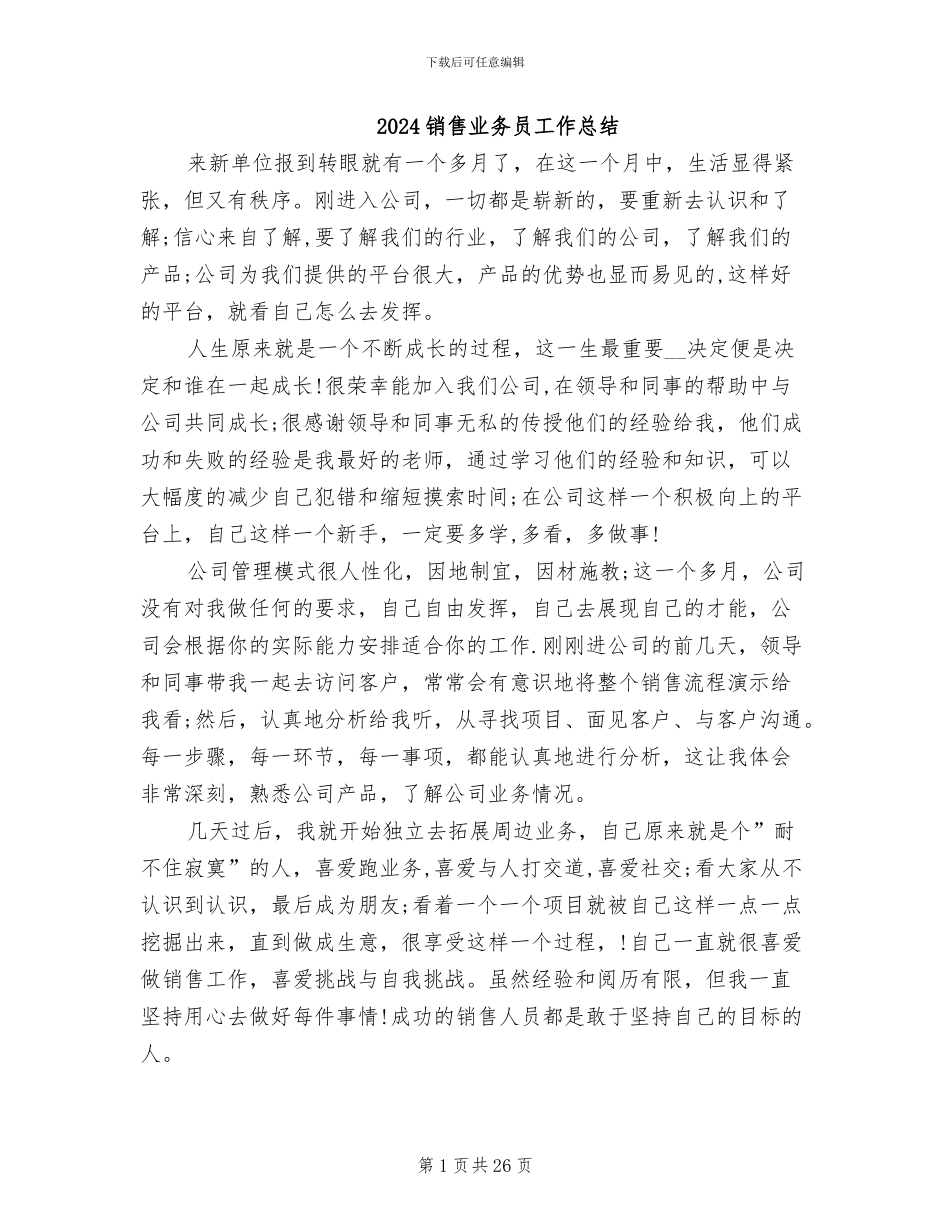 2024销售业务员工作总结_第1页