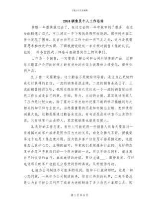2024销售员个人工作总结