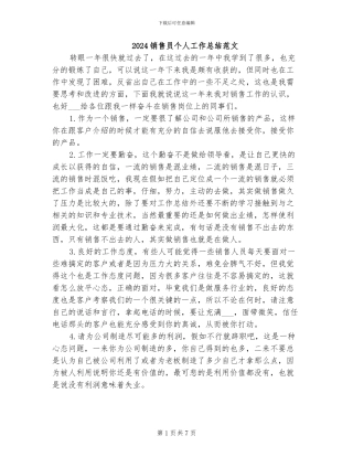 2024销售员个人工作总结范文