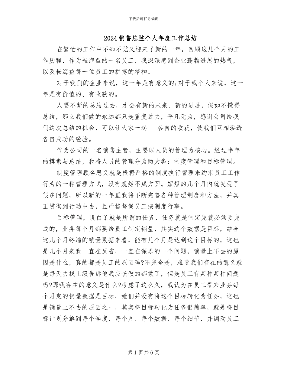 2024销售总监个人年度工作总结_第1页