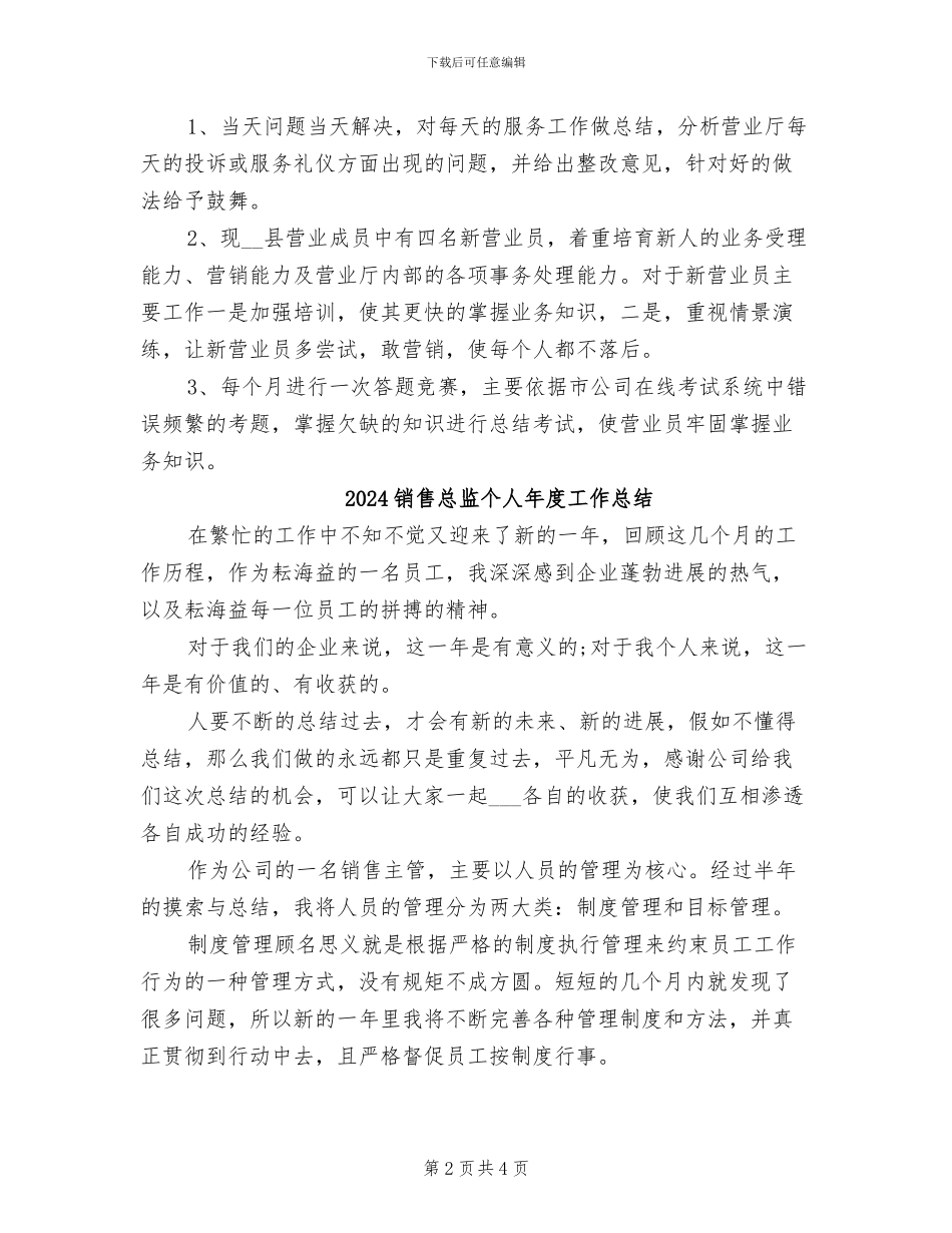2024销售总监个人工作总结_第2页