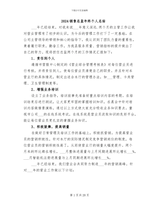 2024销售总监年终个人总结
