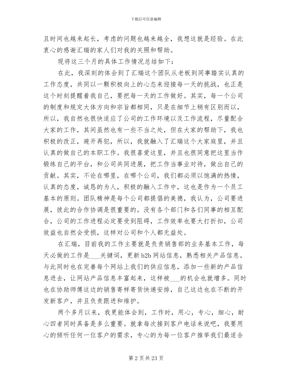 2024销售试用期工作总结范文_第2页