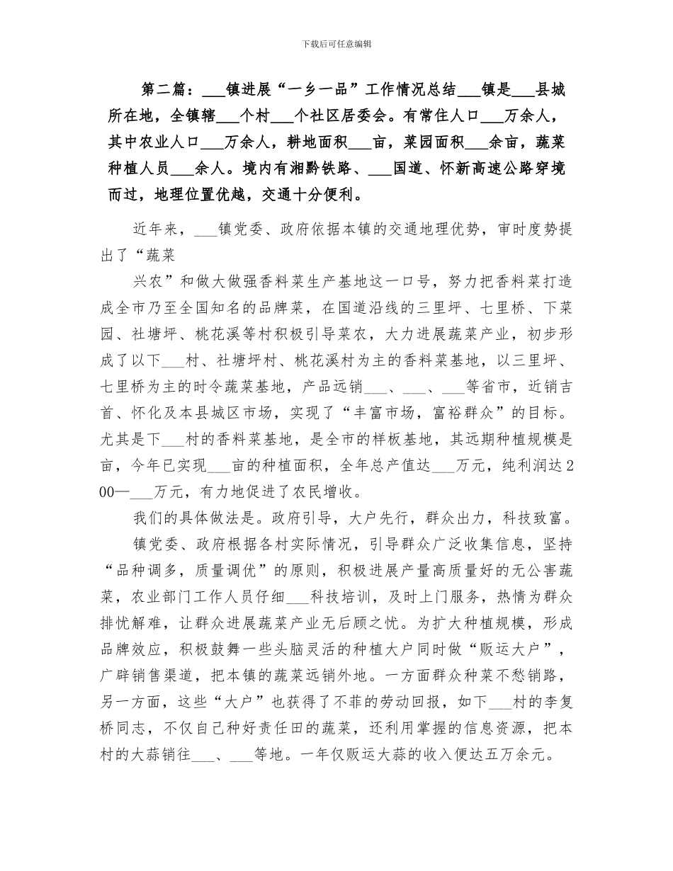 2024镇发展“一乡一品”工作情况总结_第2页