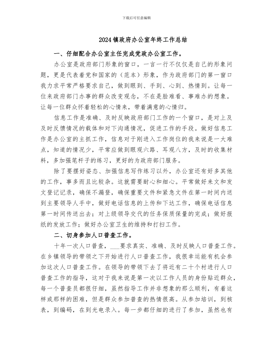 2024镇政府办公室年终工作总结_第1页