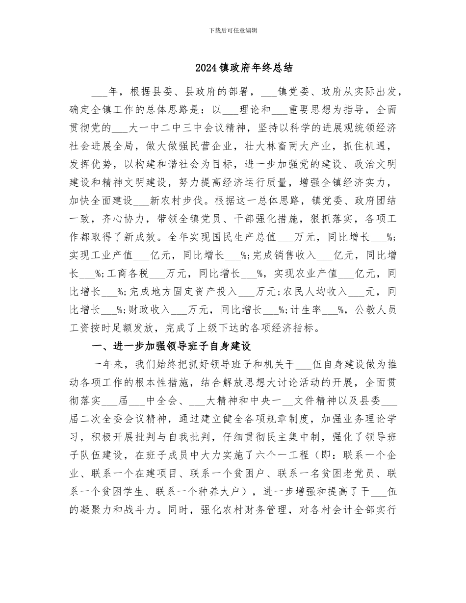 2024镇政府年终总结_第1页