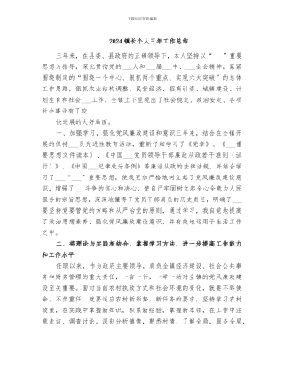 2024镇长个人三年工作总结
