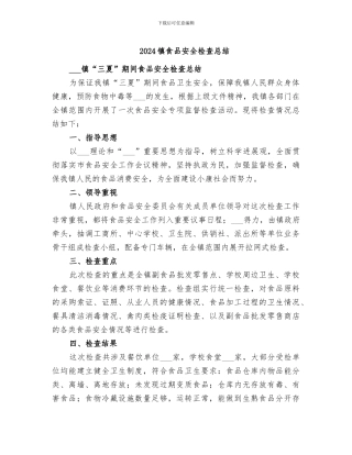 2024镇食品安全检查总结