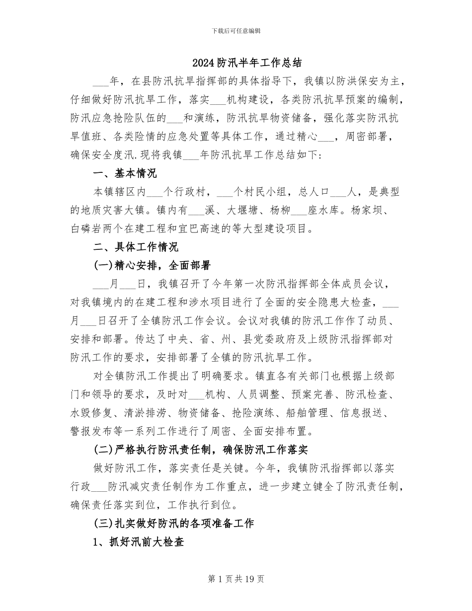 2024防汛半年工作总结_第1页