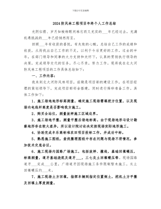 2024防风林工程项目年终个人工作总结