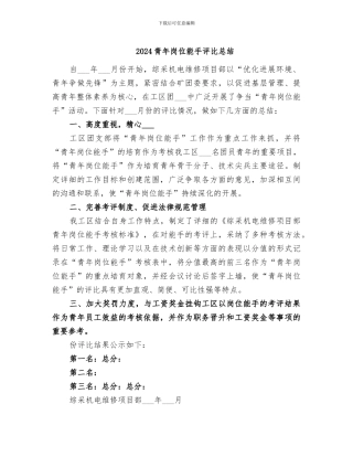 2024青年岗位能手评比总结