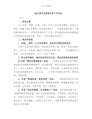 2024青年志愿者年终工作总结