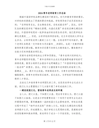 2024青年教师培养工作总结