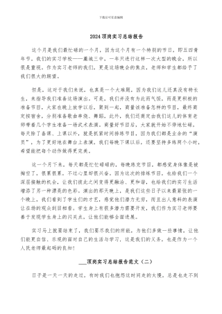 2024顶岗实习总结报告