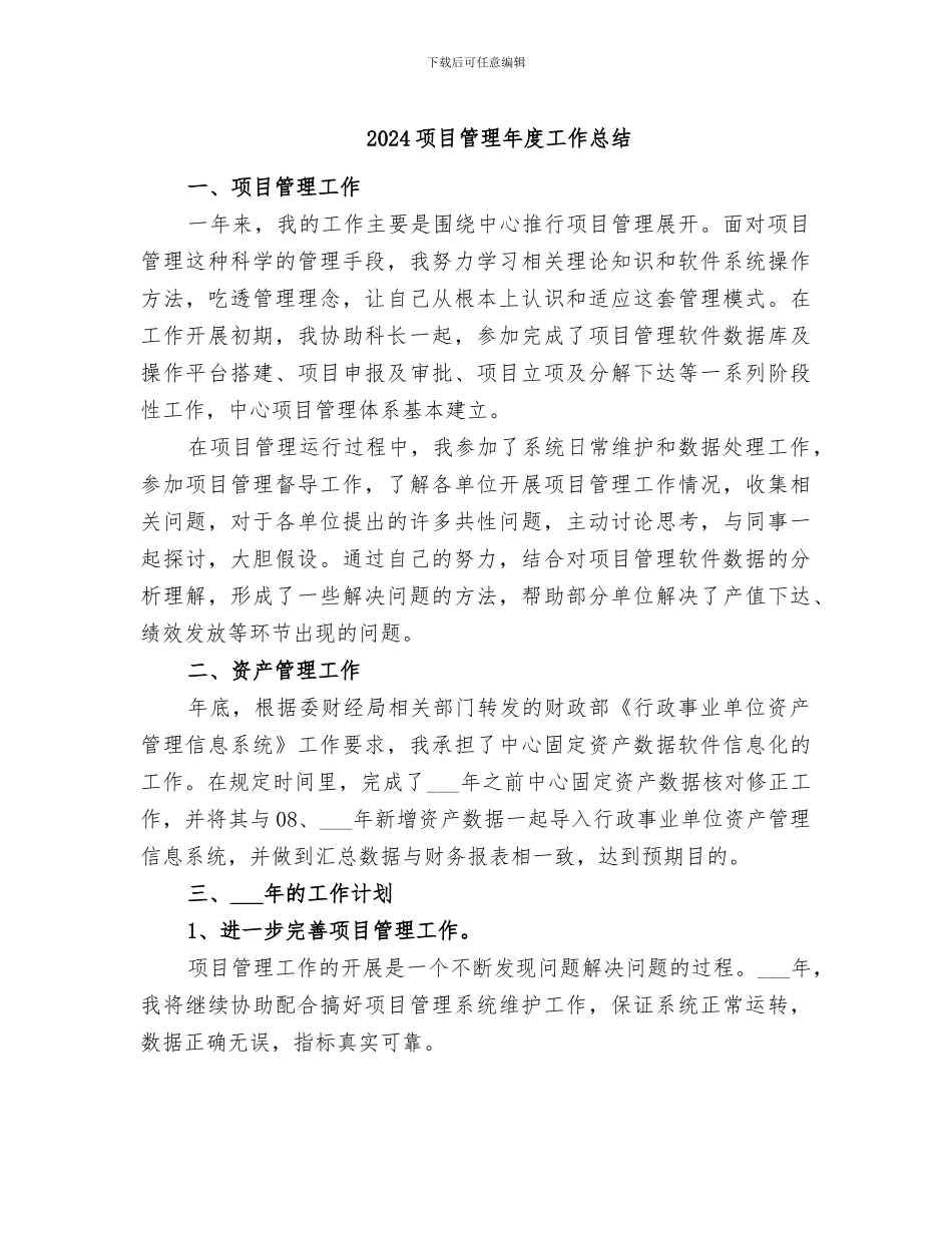 2024项目管理年度工作总结_第1页