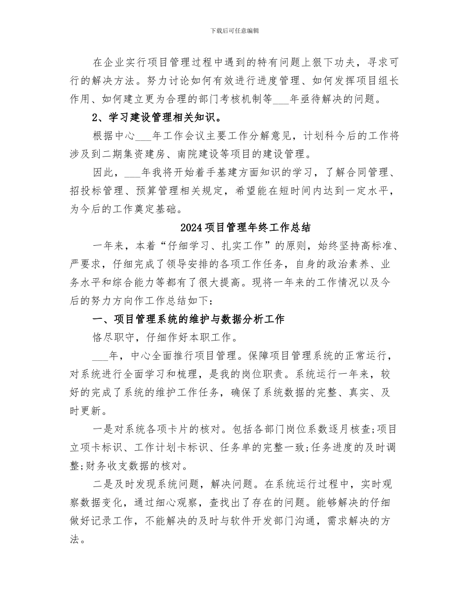 2024项目管理年度工作总结_第2页