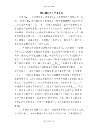 2024顾问个人工作总结