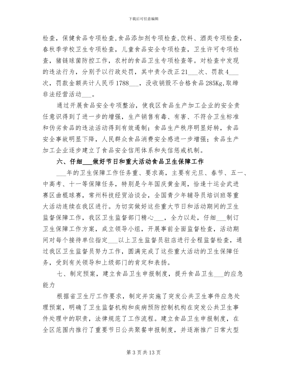 2024食品卫生工作总结_第3页