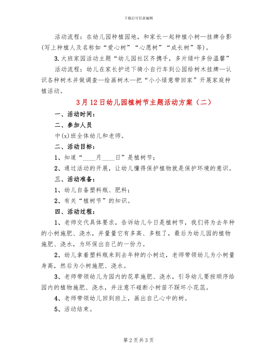 3月12日幼儿园植树节主题活动方案_第2页