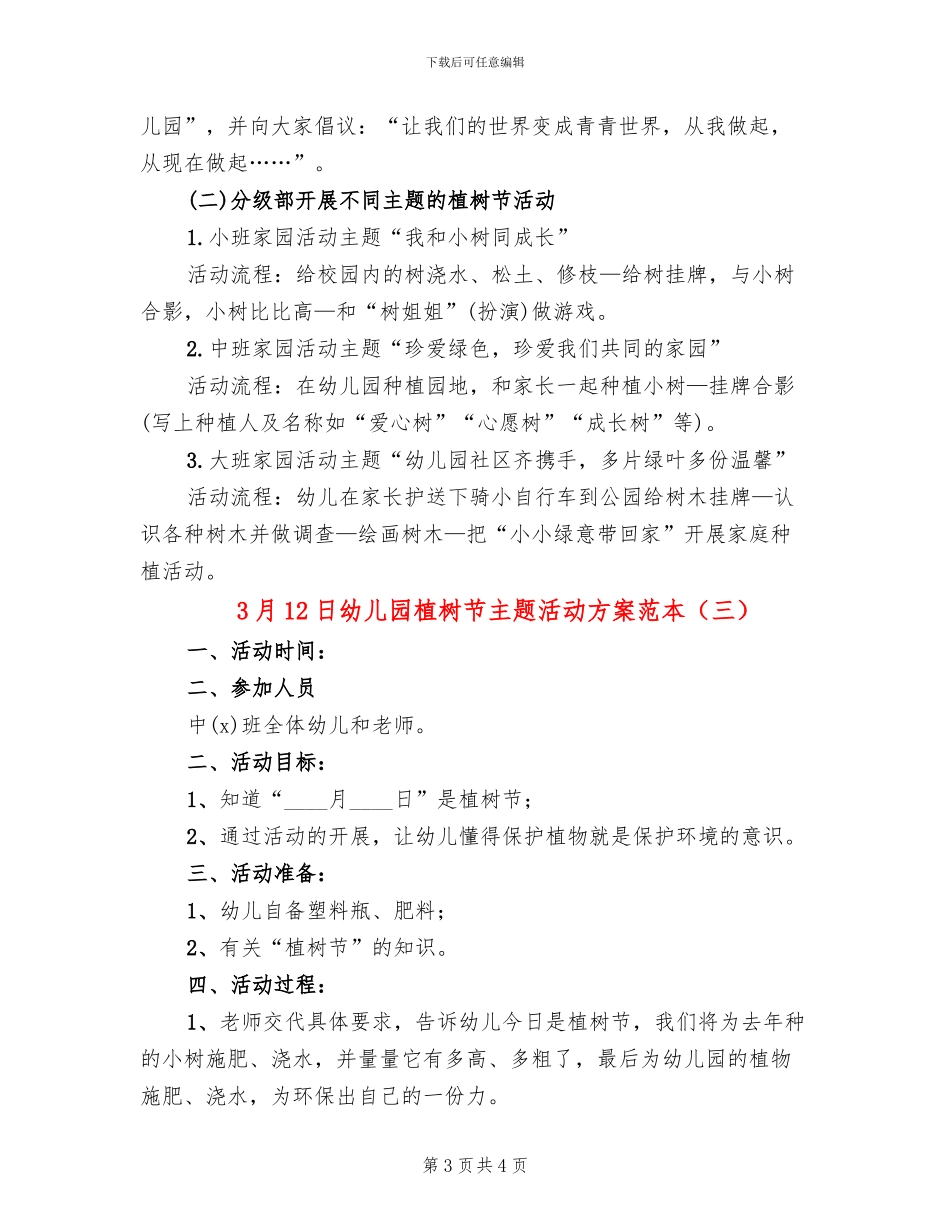 3月12日幼儿园植树节主题活动方案范本_第3页