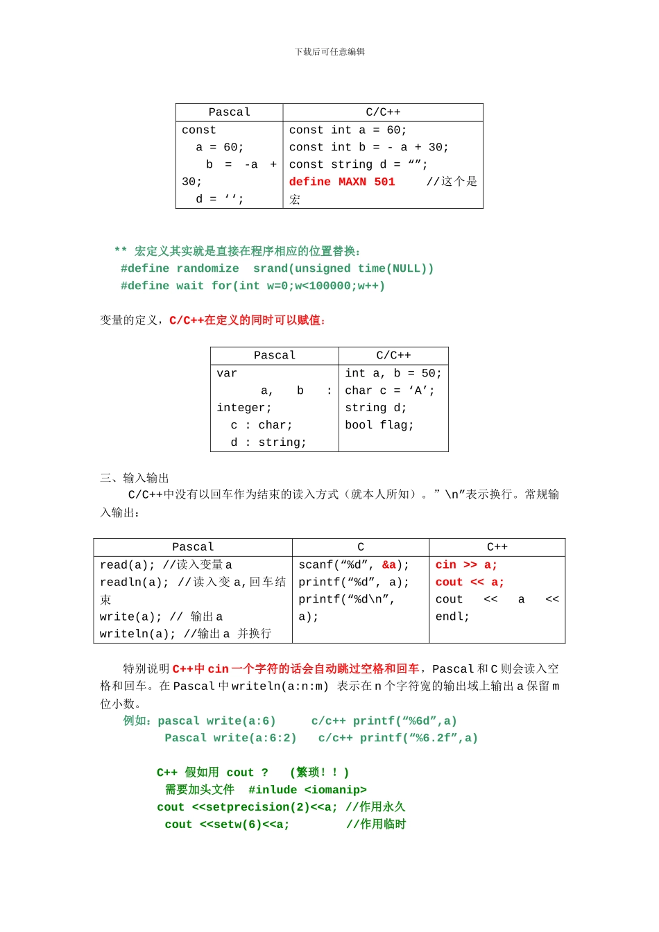Pascal C C  语句对比（补充版）_第3页