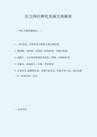 网红孵化项目书