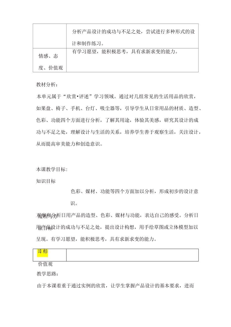 人教版七年级美术上册第五单元《实用又美观的日用产品》教案【精品】_第2页