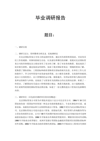 国际贸易调研报告