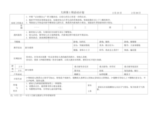 幼儿园大班周计划表超级详细