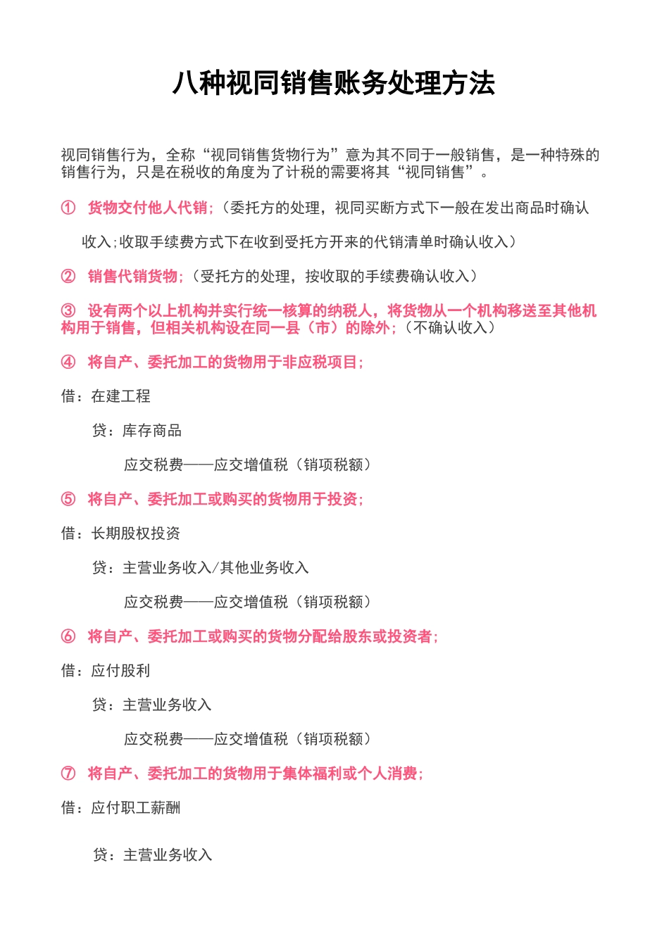 八种视同销售账务处理方法_第1页