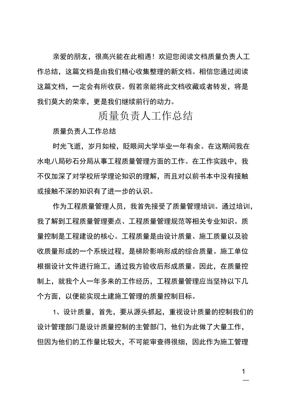 质量负责人工作总结_第1页