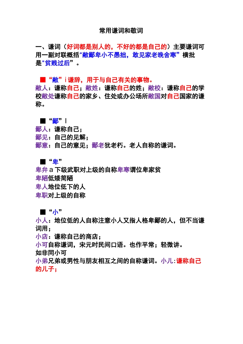 语言得体：常用谦词和敬词(精细整理)_第1页