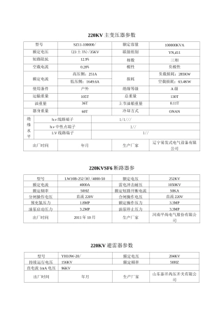 主变压器参数