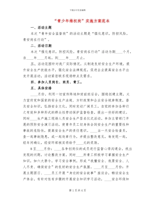 “青少年维权岗”实施方案范本