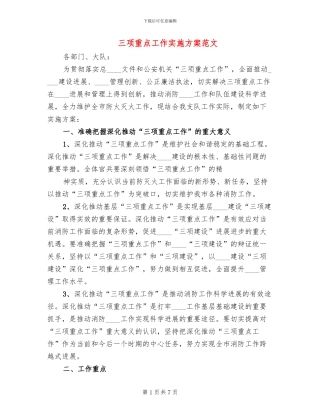 三项重点工作实施方案范文