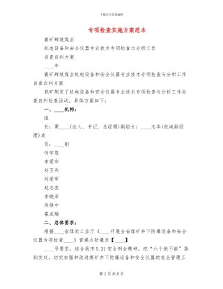 专项检查实施方案范本(2篇)